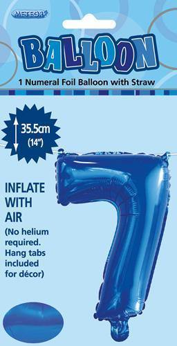 Royal Blue Number 7 Foil Balloon - 35cm - The Base Warehouse