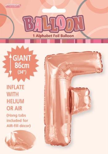 Rose Gold Letter F Foil Balloon - 86cm - The Base Warehouse