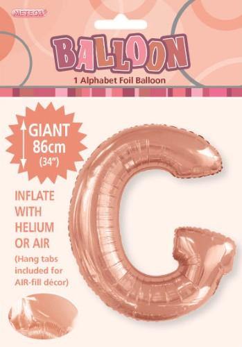 Rose Gold Letter G Foil Balloon - 86cm - The Base Warehouse