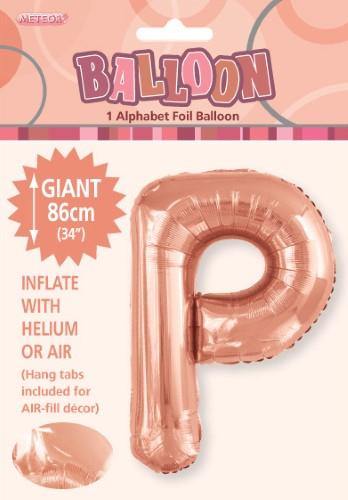 Rose Gold Letter P Foil Balloon - 86cm - The Base Warehouse