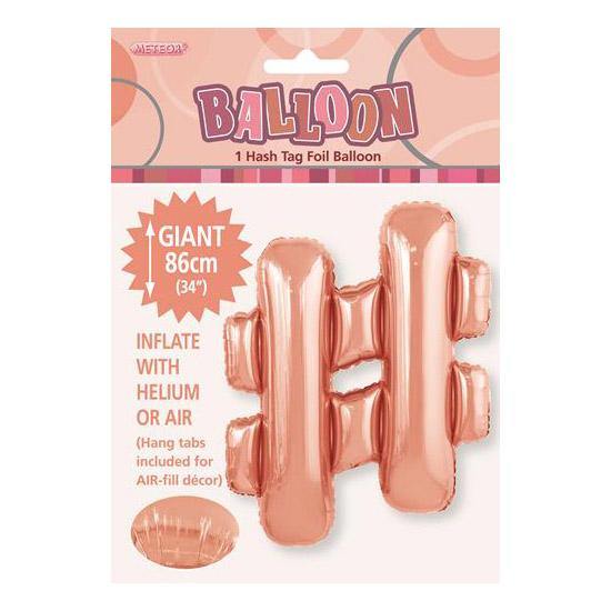 Rose Gold Hash Tag Foil Balloon - 86cm - The Base Warehouse
