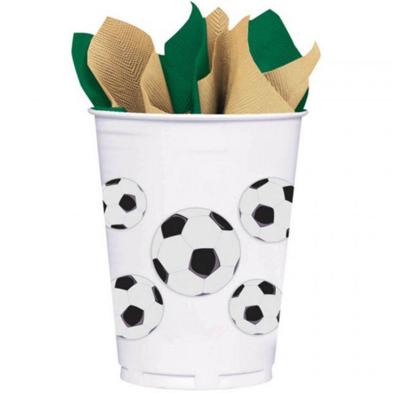 8 Pack Soccer Fan Paper Cups - 414ml - The Base Warehouse