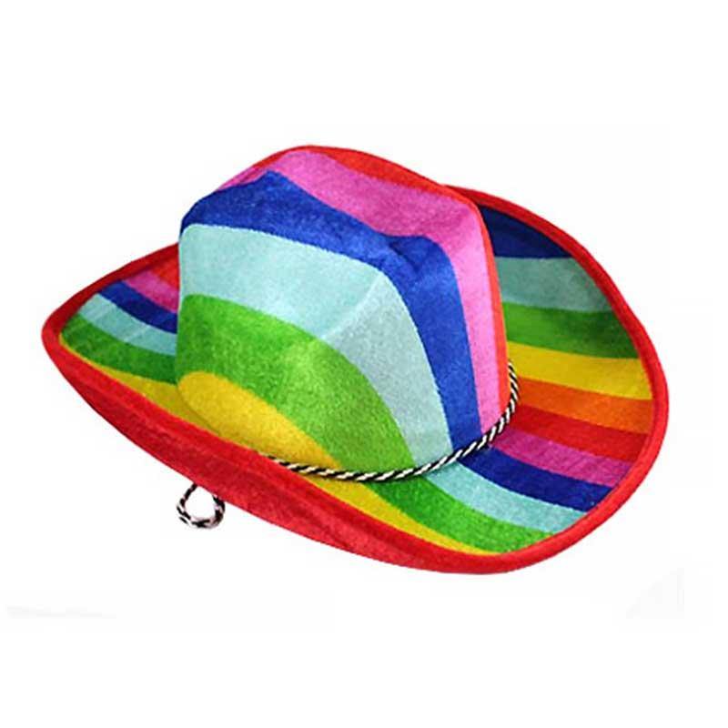 Rainbow Cowboy Hat with String - The Base Warehouse