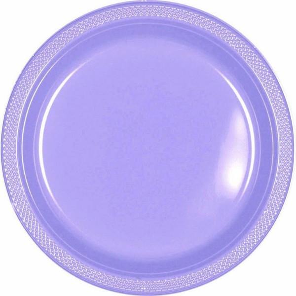 20 Pack Lavender Round Plastic Plates - Small - The Base Warehouse