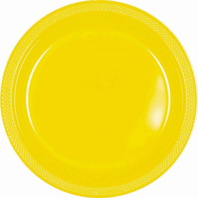 20 Pack Yellow Sunshine Plastic Plates - 23cm - The Base Warehouse