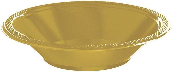 20 Pack Gold Sparkle Round Plastic Bowls - The Base Warehouse