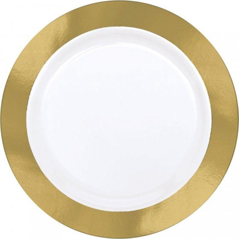 10 Pack Premium Gold Border Plates - 25cm - The Base Warehouse