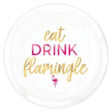 Eat Drink Flamingle Round Plastic Platter - The Base Warehouse