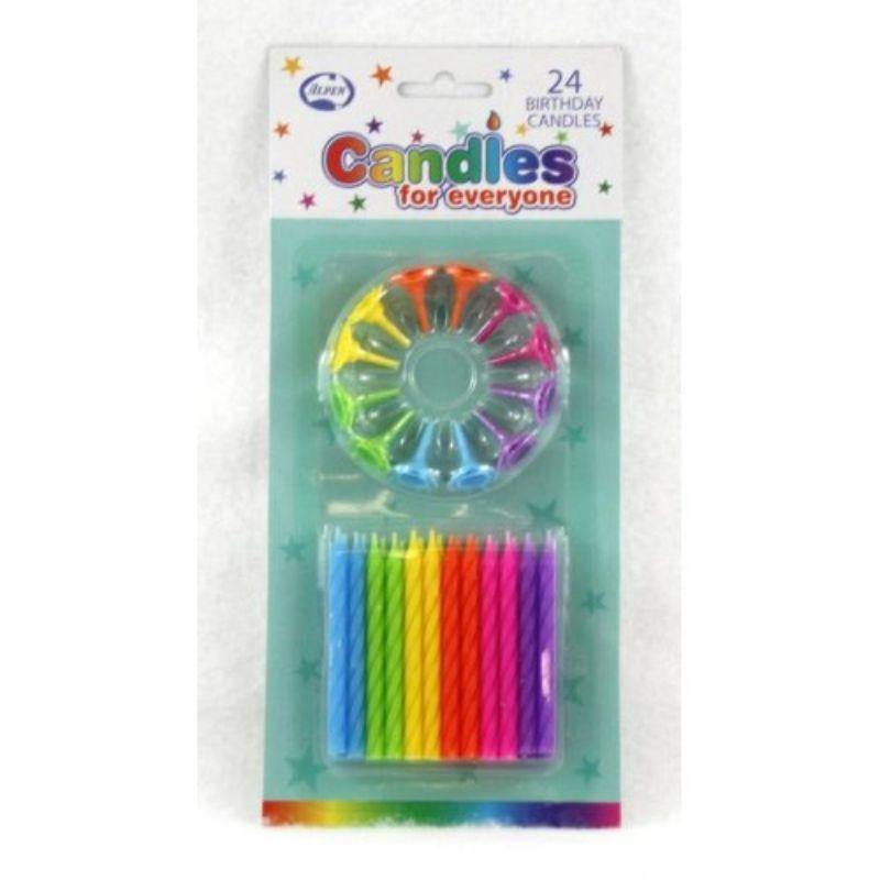 24 Pack Birthday Candles with 12 Flower Holders - The Base Warehouse