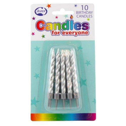 10 Pack Silver Spiral Candles - The Base Warehouse