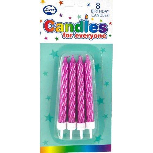 8 Pack Metallic Pink Jumbo Spiral Candles with Holders - The Base Warehouse