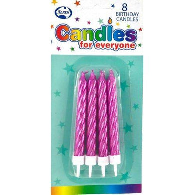 8 Pack Metallic Pink Jumbo Spiral Candles with Holders - The Base Warehouse
