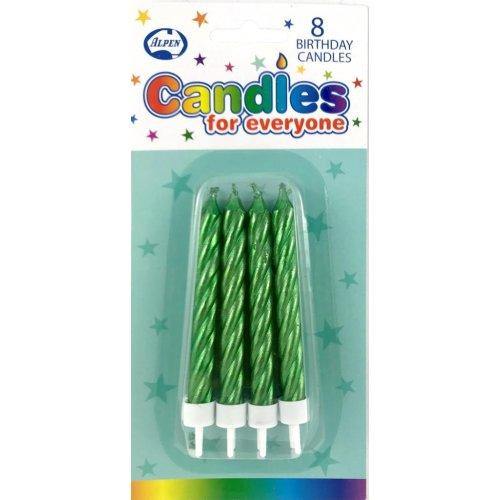 8 Pack Metallic Green Jumbo Candles with Holders