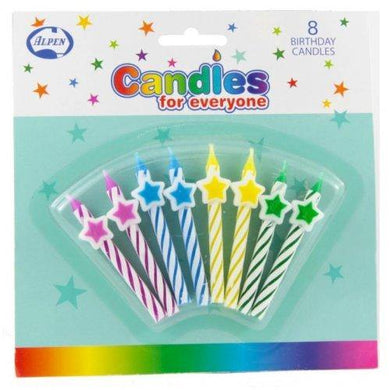 8 Pack Star Top Spiral Candles - The Base Warehouse