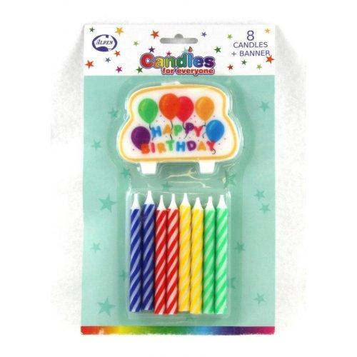 HBD Banner and Jumbo Spiral Candle Set - The Base Warehouse