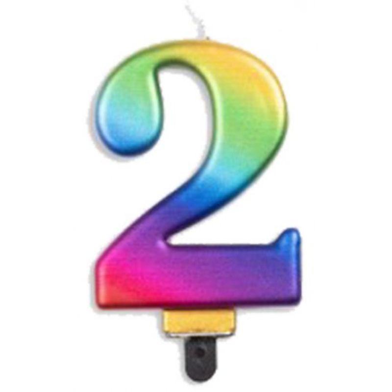 Jumbo Rainbow Numeral #2 Candle