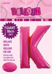 Hot Pink Letter K Foil Balloon - 86cm - The Base Warehouse