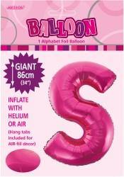 Hot Pink Letter S Foil Balloon - 86cm - The Base Warehouse