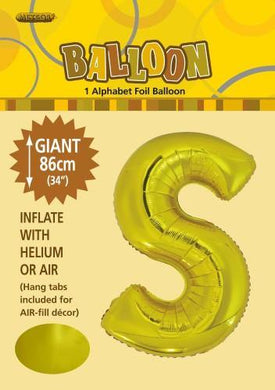Gold Letter S Foil Balloon - 86cm - The Base Warehouse