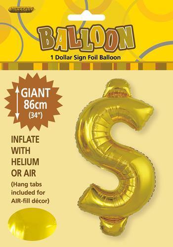 Gold Letter $ Dollar Sign Foil Balloon - 86cm - The Base Warehouse