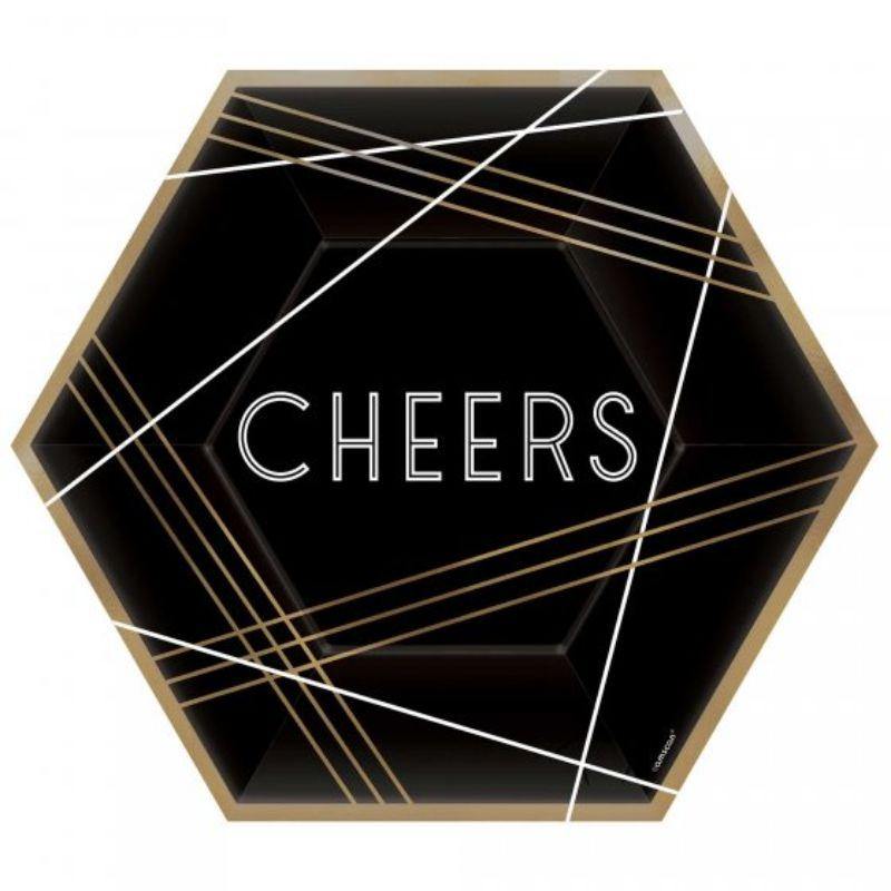 10 Pack Cheers Hexagon Paper Plates - 23cm - The Base Warehouse