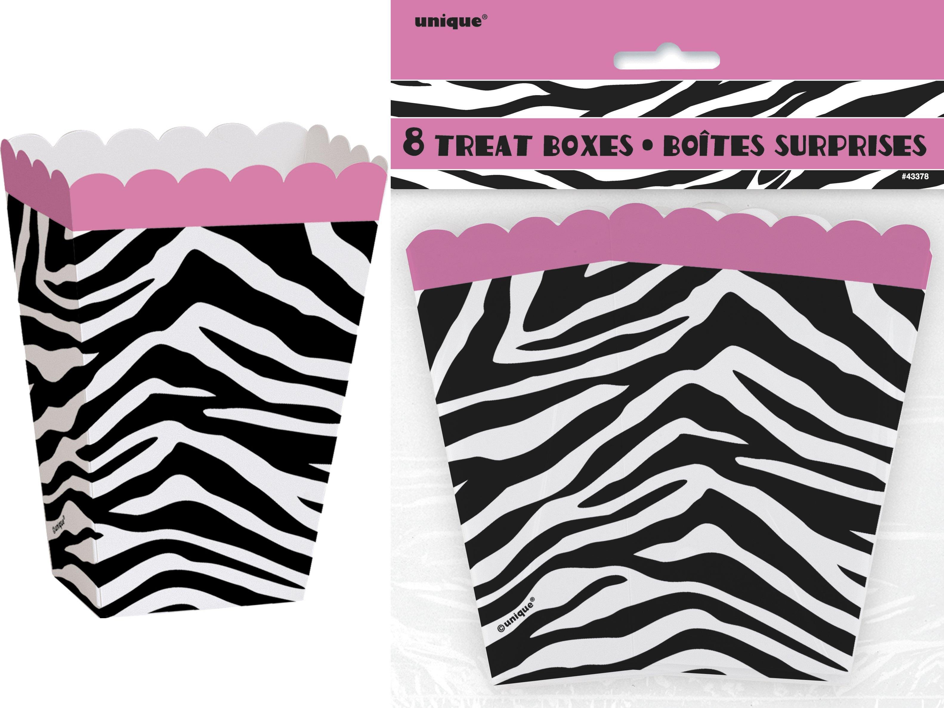 8 Pack Zebra Passion Treat Boxes - 13.5cm H x 9.5cm W - The Base Warehouse