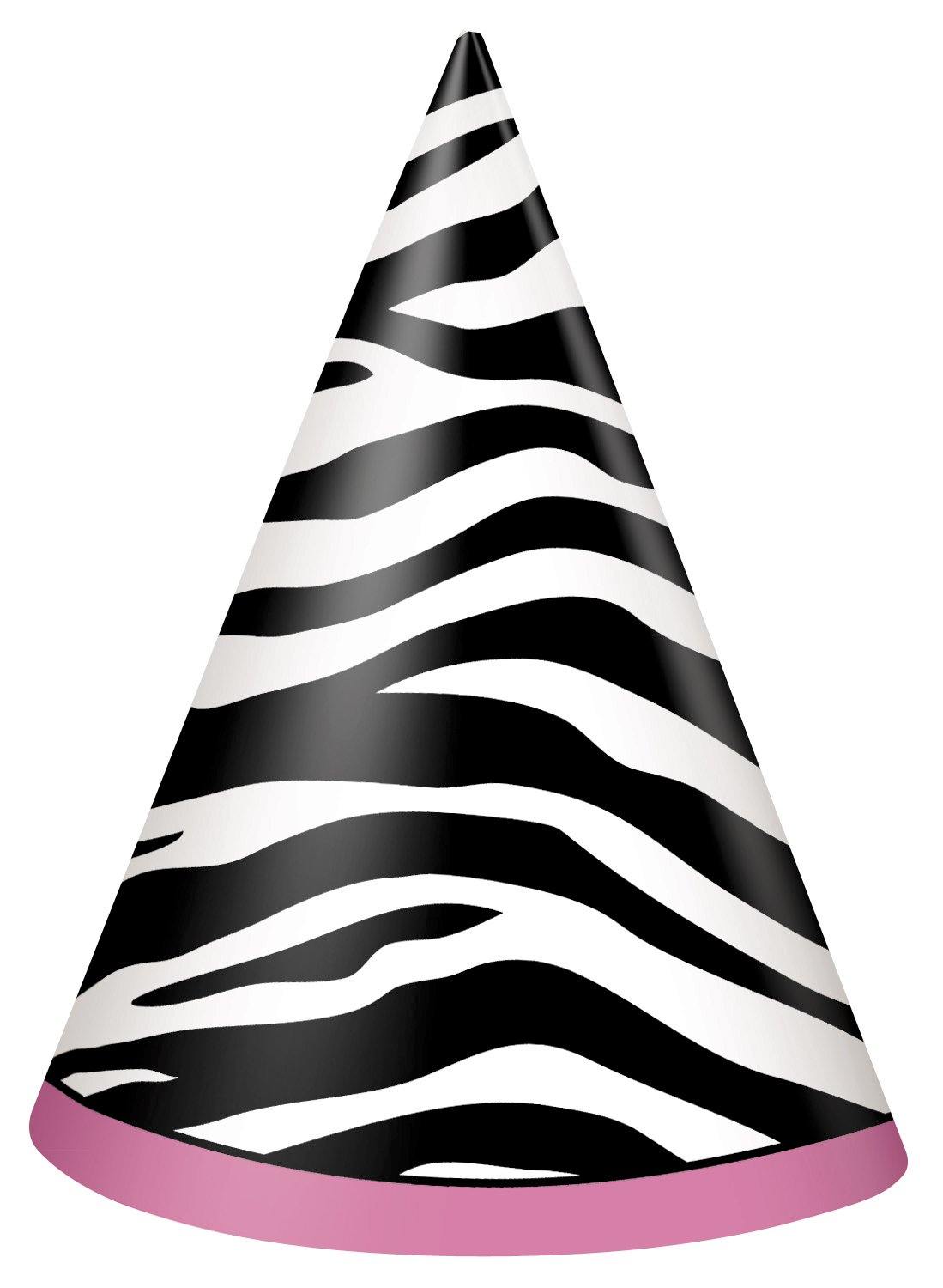 8 Pack Zebra Passion Party Hats - The Base Warehouse
