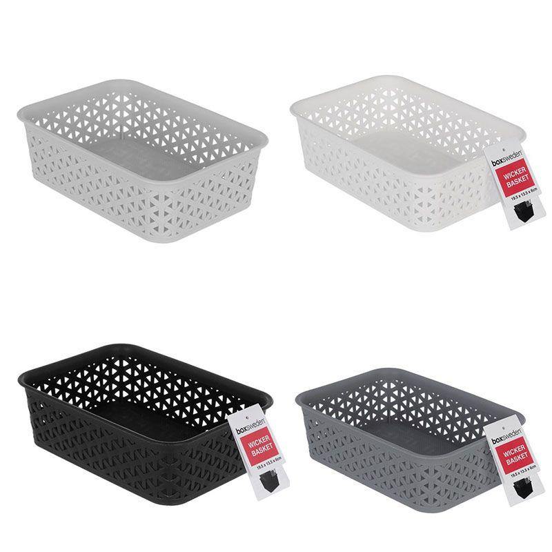 Wicker Design Organiser Basket - 19.5cm x 13.5cm x 6cm - The Base Warehouse