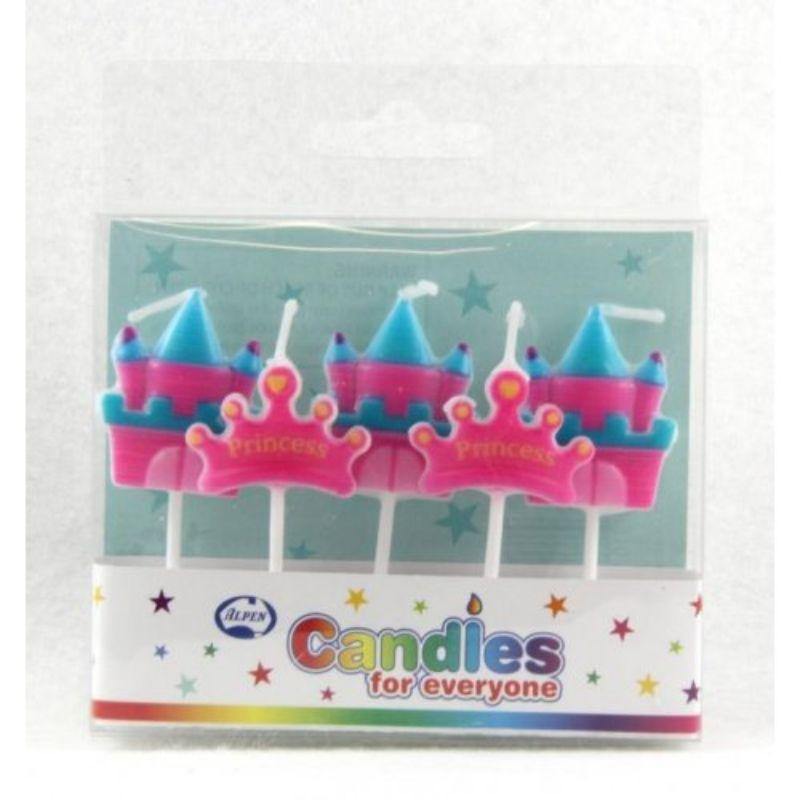 5 Pack Princess Crown & Castle Candles - The Base Warehouse