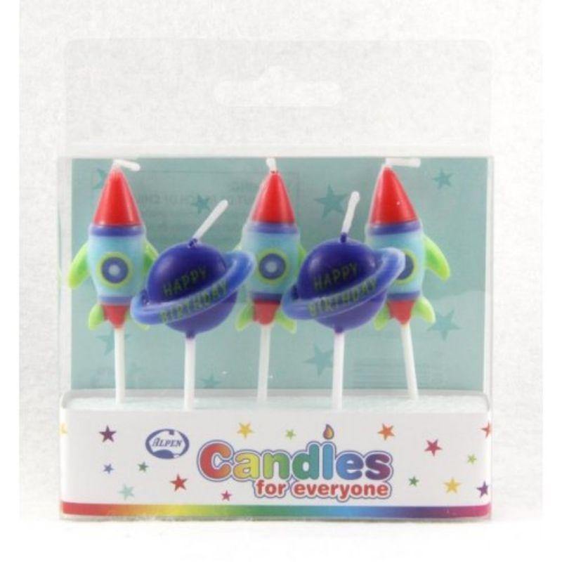 5 Pack Space Fun Birthday Candles - The Base Warehouse