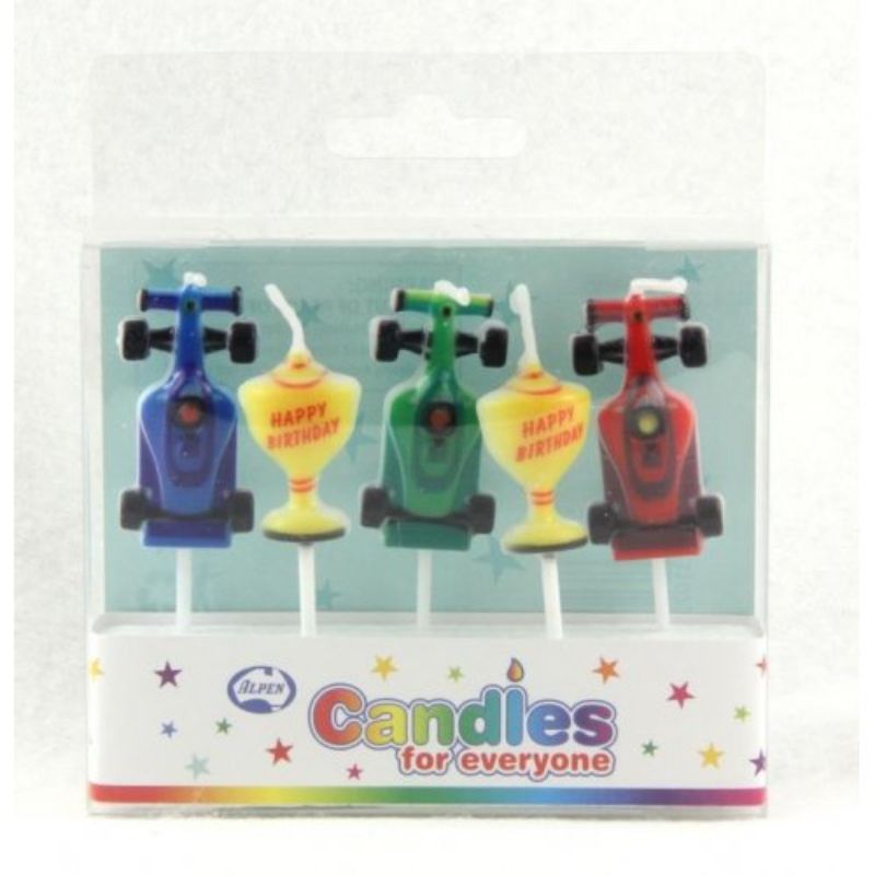 5 Pack Race Cars Birthday Candles