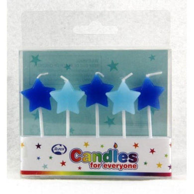 5 Pack Blue Stars Candles Set - The Base Warehouse