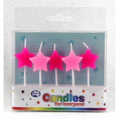 5 Pack Pink Star Candles - The Base Warehouse