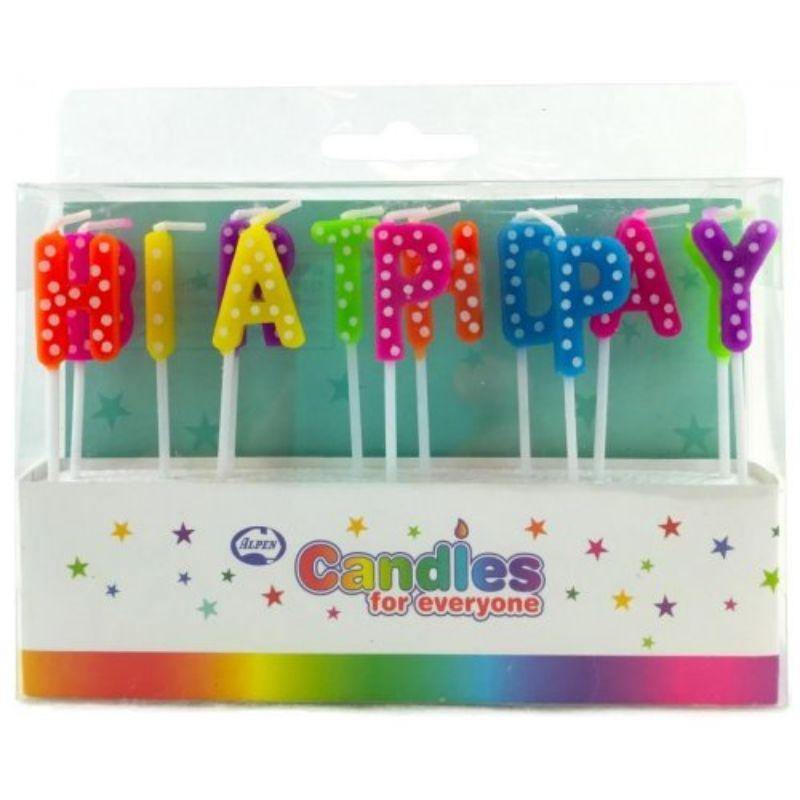 Happy Birthday Bright Polkadots Candles - The Base Warehouse