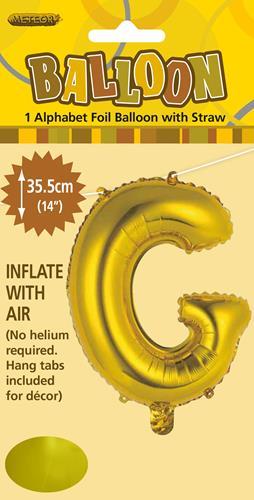 Gold Letter G Foil Balloon - 35cm