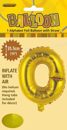 Gold Letter O Foil Balloon - 35cm