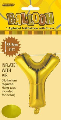 Gold Letter Y Foil Balloon - 35cm - The Base Warehouse
