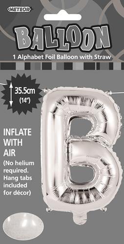 Silver Letter B Foil Balloon - 35cm