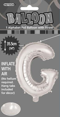 Silver Letter G Foil Balloon - 35cm - The Base Warehouse