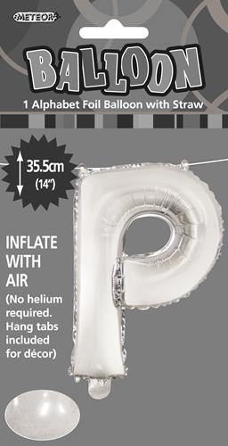 Silver Letter P Foil Balloon - 35cm | The Base Warehouse