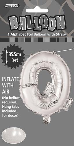 Silver Letter Q Foil Balloon - 35cm - The Base Warehouse