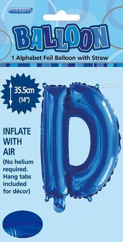 Royal Blue Letter D Foil Balloon - 35cm