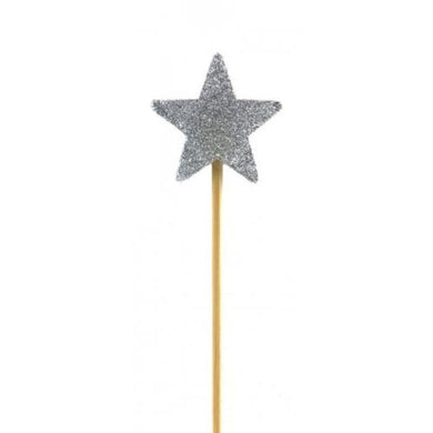 Silver Glitter Long Stick Star Candle - The Base Warehouse