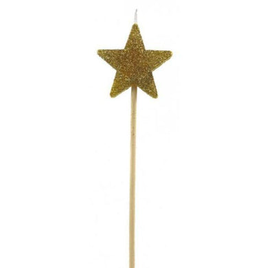 Gold Glitter Long Stick Star Candle - The Base Warehouse