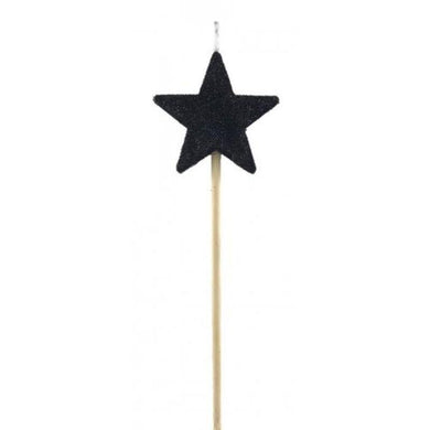 Black Glitter Long Stick Star Candle - The Base Warehouse