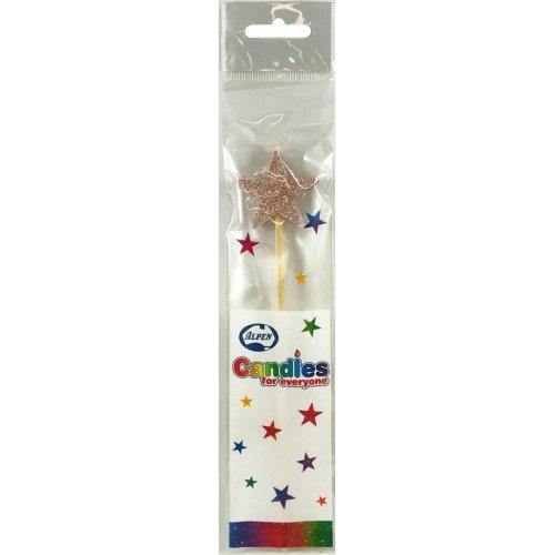 Rose Gold Glitter Long Stick Star Candle - The Base Warehouse