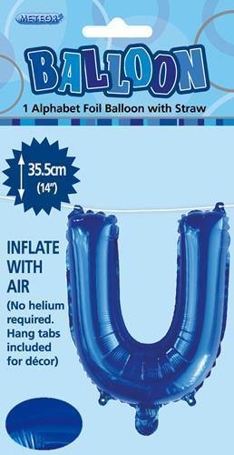 Royal Blue Letter U Foil Balloon - 35cm - The Base Warehouse