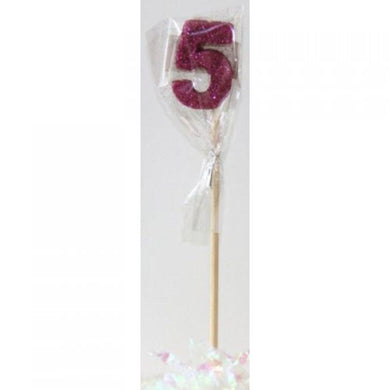Pink Glitter Long Stick #5 Candle - The Base Warehouse