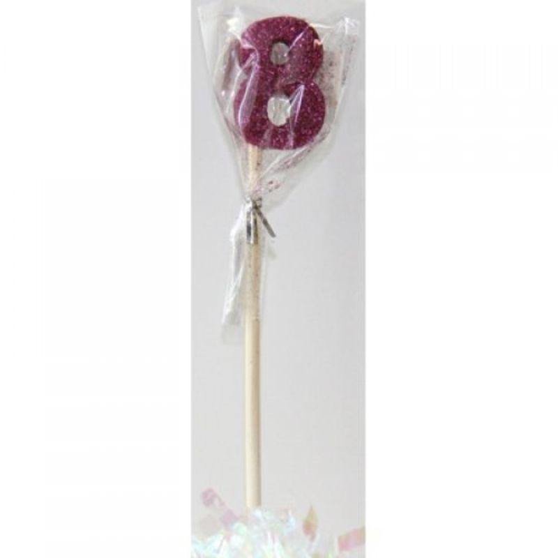 Pink Glitter Long Stick #8 Candle - The Base Warehouse