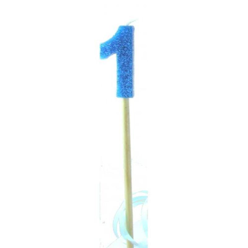Blue Glitter Long Stick Candle #1 - The Base Warehouse